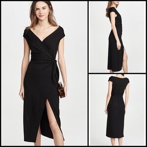 Reformation Sage Wrap Black Midi Coquette Office Siren Business Chic Dress Sz S